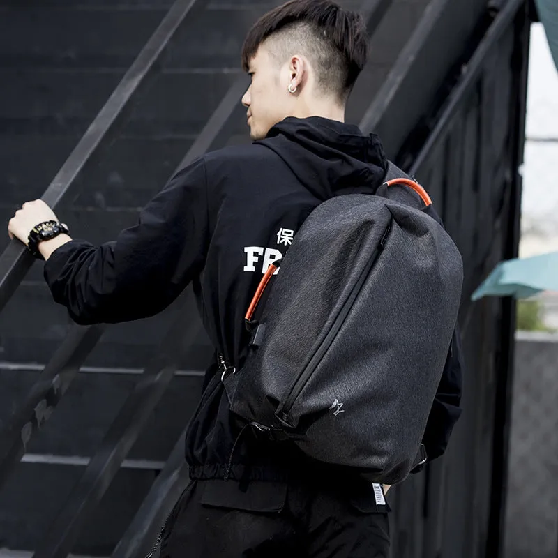 Cool Large Sling Bag For Men Waterproof Black Oxford Fabric Fashion Sling Bag For Big Guy