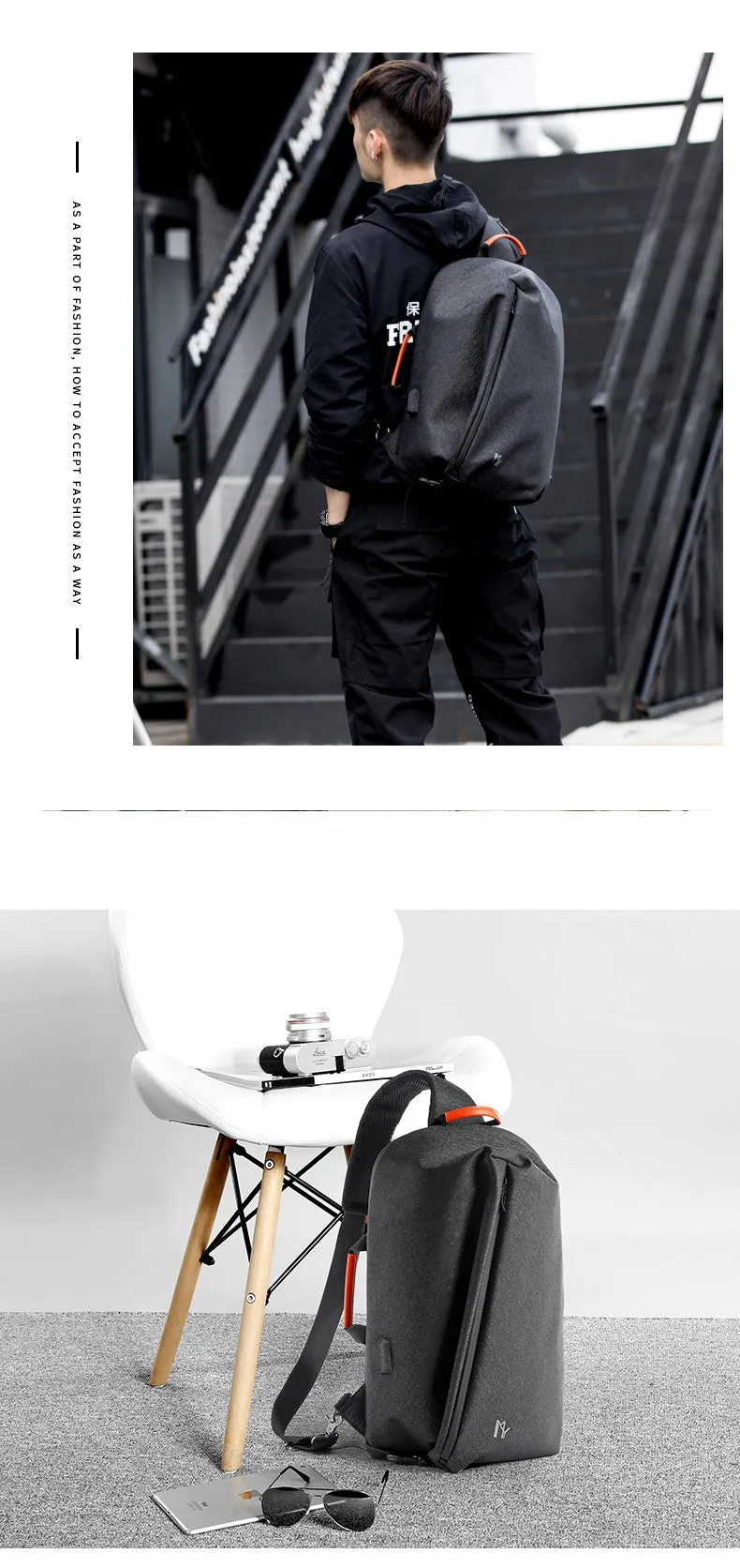 Cool Large Sling Bag For Men Waterproof Black Oxford Fabric Fashion Sling Bag For Big Guy