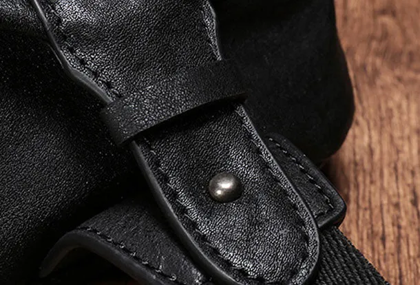 Cool Leather Mens Black Chest Bag Sling Bag Vintage Leather Sling Bags for Men