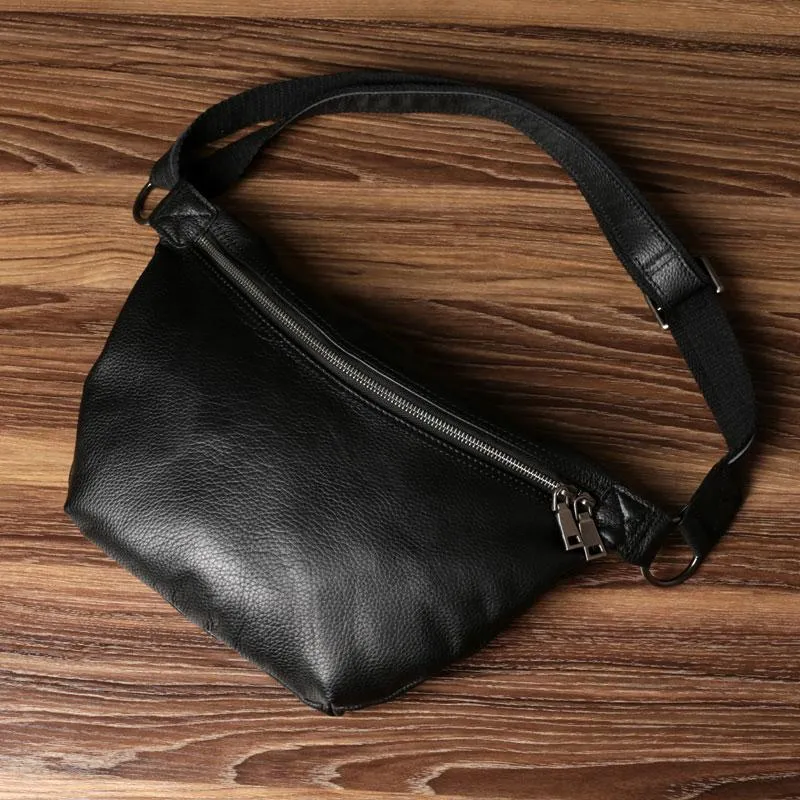 Cool Leather Mens Chest Bag Sling Bag Sling Crossbody Bag for men