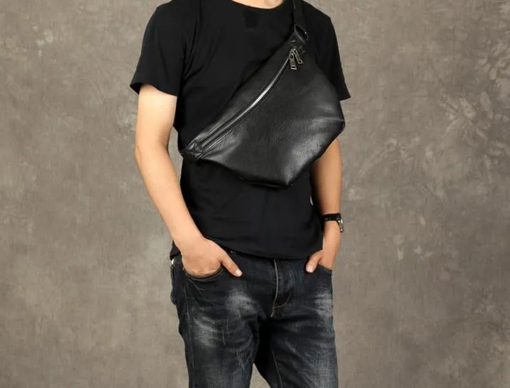 Cool Leather Mens Chest Bag Sling Bag Sling Crossbody Bag for men