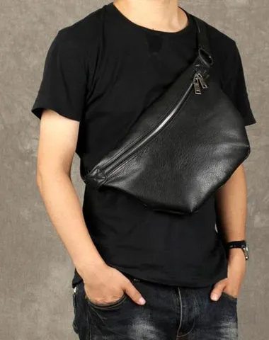 Cool Leather Mens Chest Bag Sling Bag Sling Crossbody Bag for men