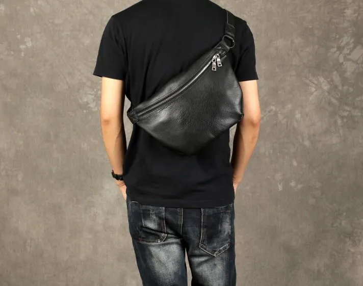 Cool Leather Mens Chest Bag Sling Bag Sling Crossbody Bag for men