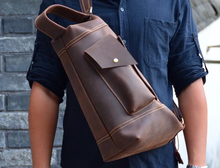 COOL LEATHER MENS SLING BAG CROSSBODY BAG Chest Bag FOR MEN