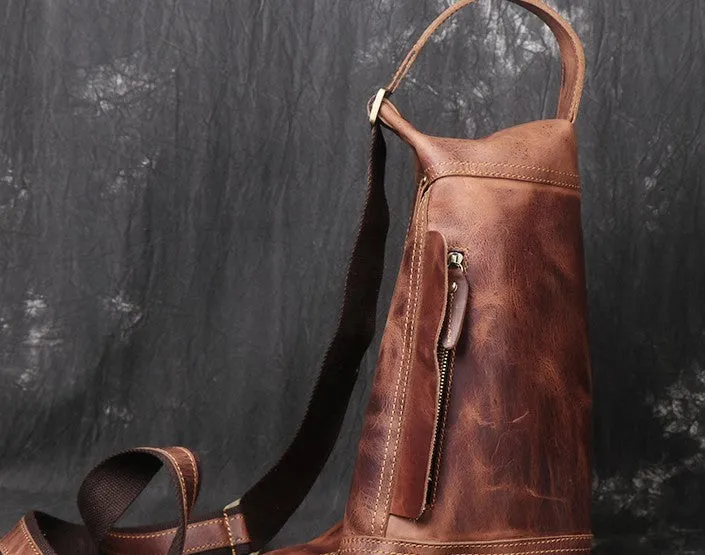 COOL LEATHER MENS SLING BAG CROSSBODY BAG Chest Bag FOR MEN