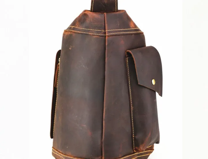 COOL LEATHER MENS SLING BAG CROSSBODY BAG Chest Bag FOR MEN