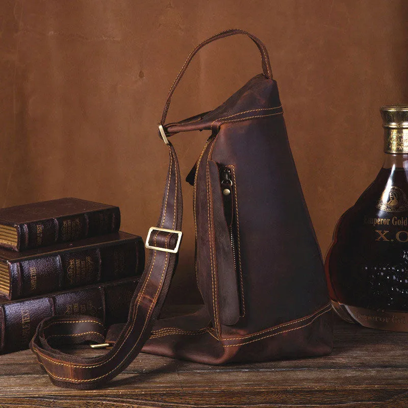 COOL LEATHER MENS SLING BAG CROSSBODY BAG Chest Bag FOR MEN