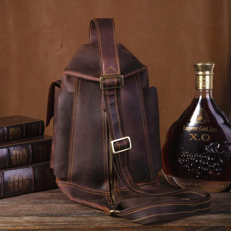 COOL LEATHER MENS SLING BAG CROSSBODY BAG Chest Bag FOR MEN