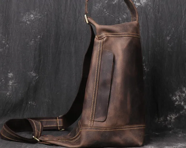 COOL LEATHER MENS SLING BAG CROSSBODY BAG Chest Bag FOR MEN