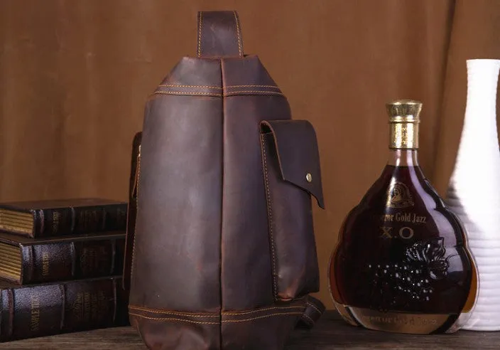 COOL LEATHER MENS SLING BAG CROSSBODY BAG Chest Bag FOR MEN