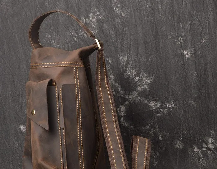 COOL LEATHER MENS SLING BAG CROSSBODY BAG Chest Bag FOR MEN
