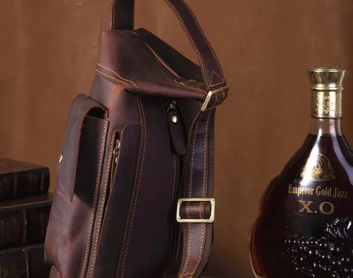 COOL LEATHER MENS SLING BAG CROSSBODY BAG Chest Bag FOR MEN