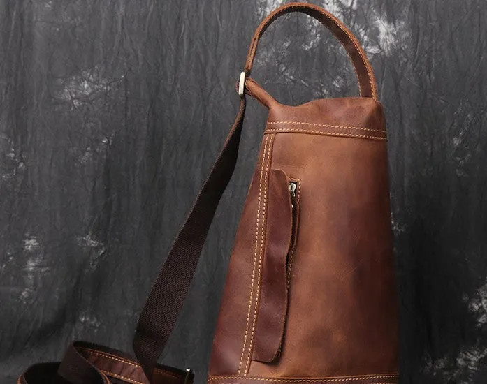 COOL LEATHER MENS SLING BAG CROSSBODY BAG Chest Bag FOR MEN
