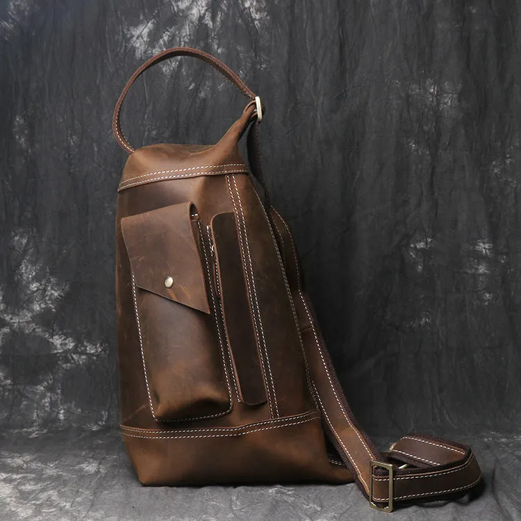 COOL LEATHER MENS SLING BAG CROSSBODY BAG Chest Bag FOR MEN
