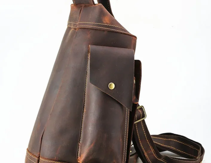 COOL LEATHER MENS SLING BAG CROSSBODY BAG Chest Bag FOR MEN
