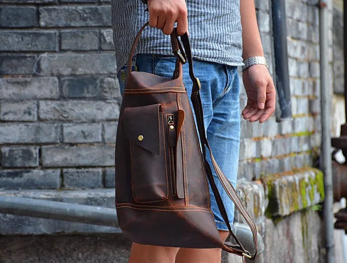 COOL LEATHER MENS SLING BAG CROSSBODY BAG Chest Bag FOR MEN