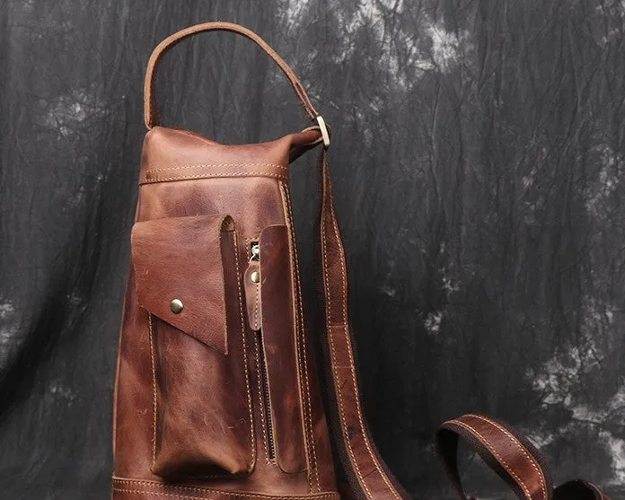 COOL LEATHER MENS SLING BAG CROSSBODY BAG Chest Bag FOR MEN