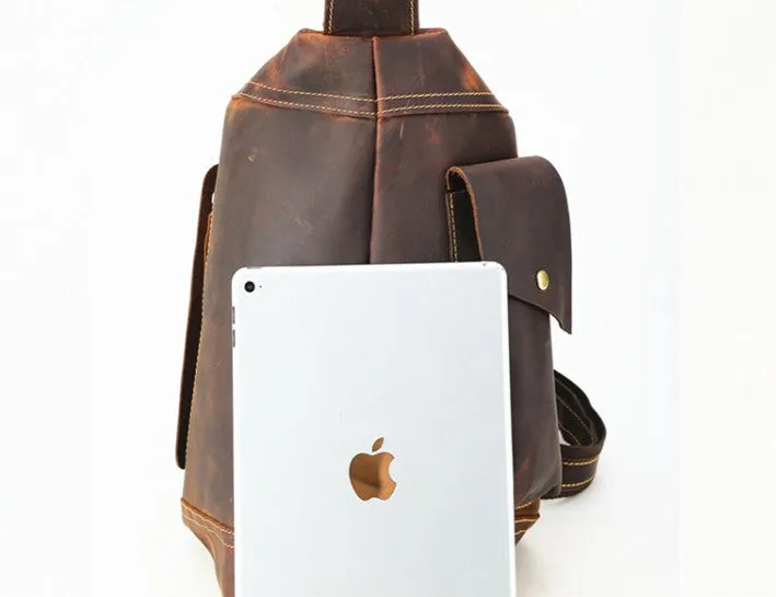COOL LEATHER MENS SLING BAG CROSSBODY BAG Chest Bag FOR MEN