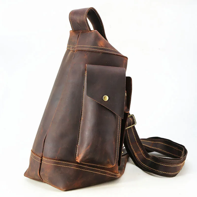 COOL LEATHER MENS SLING BAG CROSSBODY BAG Chest Bag FOR MEN