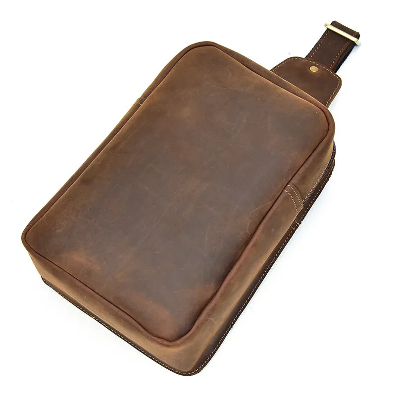 COOL LEATHER MENS SLING BAG SLING CROSSBODY BAGs CHEST BAG FOR MEN