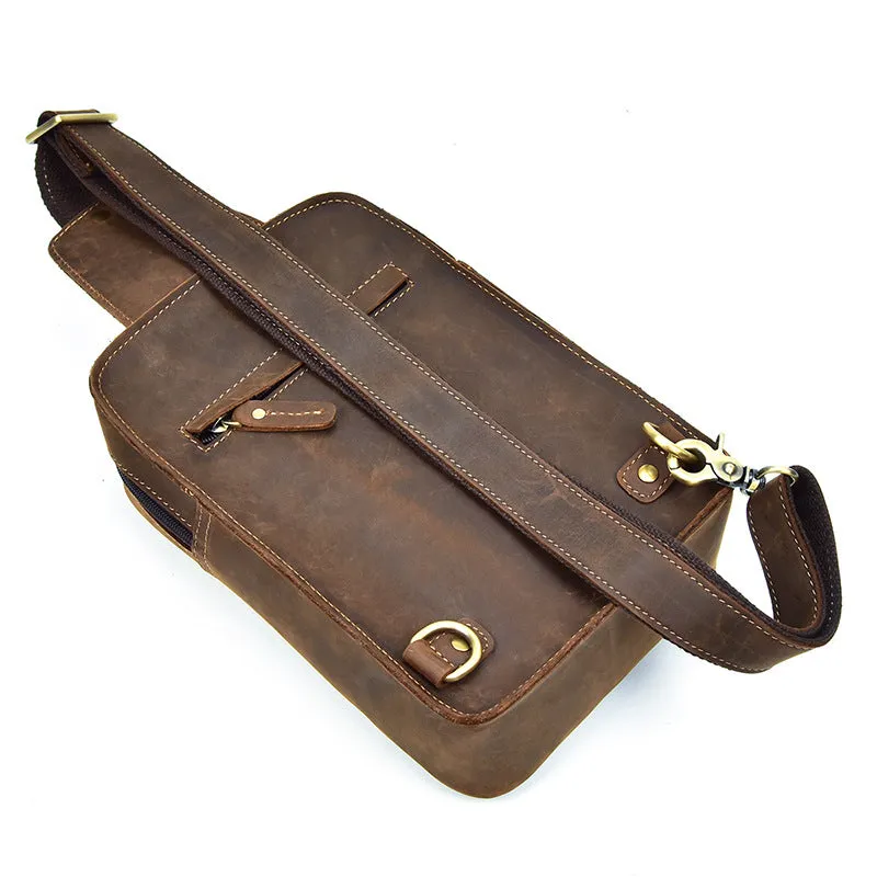 COOL LEATHER MENS SLING BAG SLING CROSSBODY BAGs CHEST BAG FOR MEN