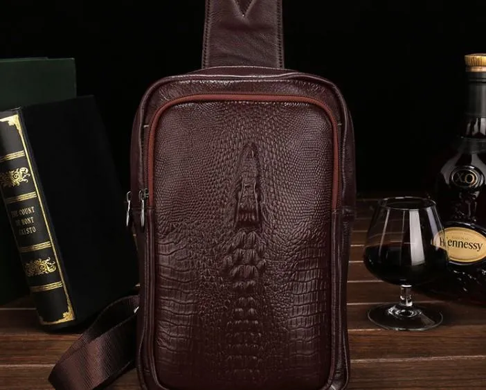 Cool Leather Mens Sling Bag Sling Shoulder Bag Sling Backpacks Chest Bag for men