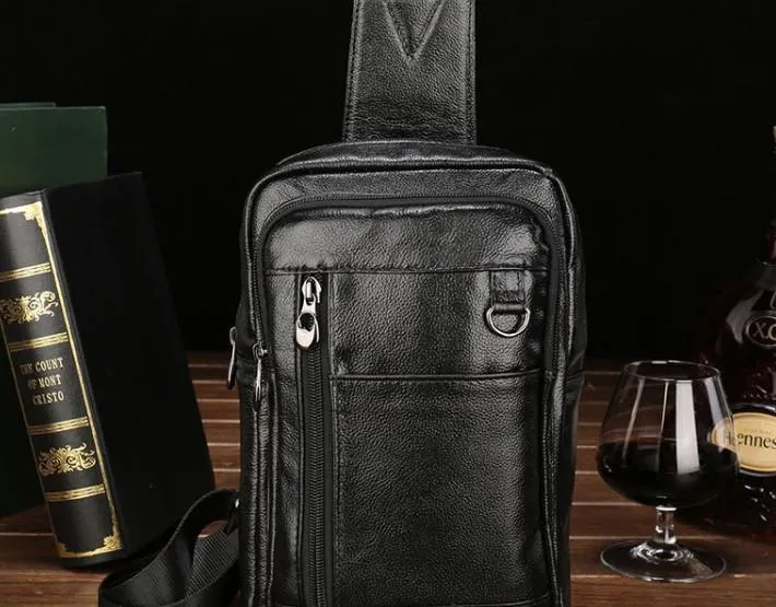 Cool Leather Mens Sling Bag Sling Shoulder Bag Sling Backpacks Chest Bag for men