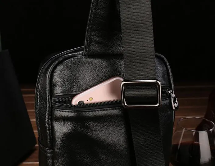 Cool Leather Mens Sling Bag Sling Shoulder Bag Sling Backpacks Chest Bag for men