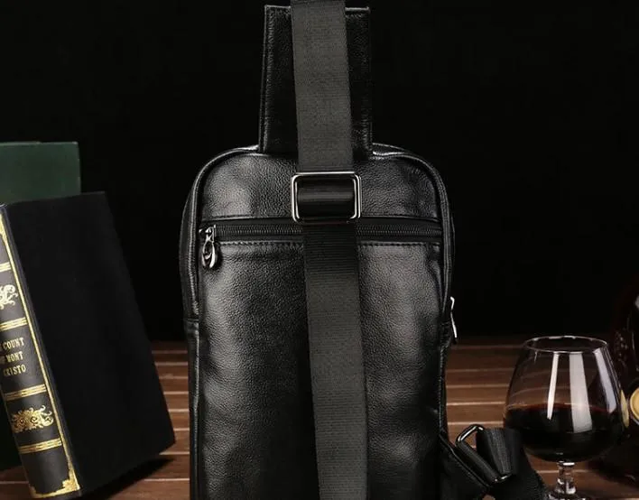 Cool Leather Mens Sling Bag Sling Shoulder Bag Sling Backpacks Chest Bag for men