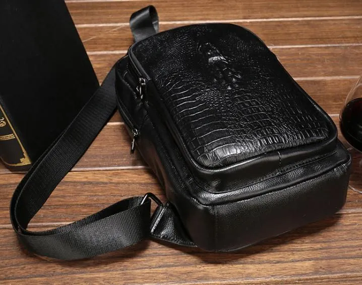 Cool Leather Mens Sling Bag Sling Shoulder Bag Sling Backpacks Chest Bag for men