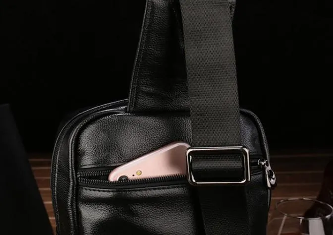 Cool Leather Mens Sling Bag Sling Shoulder Bag Sling Backpacks Chest Bag for men