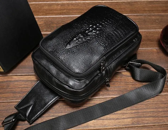 Cool Leather Mens Sling Bag Sling Shoulder Bag Sling Backpacks Chest Bag for men