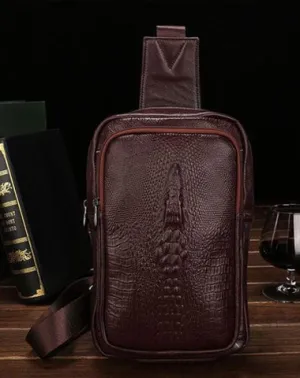 Cool Leather Mens Sling Bag Sling Shoulder Bag Sling Backpacks Chest Bag for men