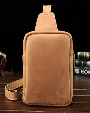 Cool Leather Mens Sling Shoulder Bag Sling Bags Chest Bag Sling Backpack for men