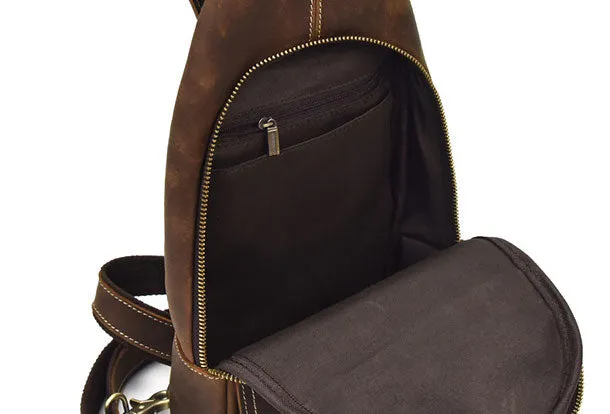 Cool Mens Leather Chest Bags Sling Bag Sling pack Shoulder sling bag For Men