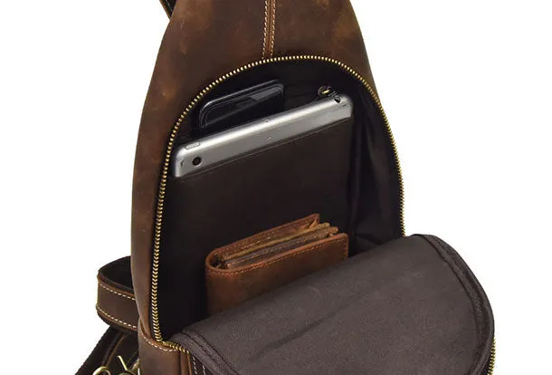 Cool Mens Leather Chest Bags Sling Bag Sling pack Shoulder sling bag For Men