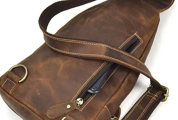 Cool Mens Leather Chest Bags Sling Bag Sling pack Shoulder sling bag For Men