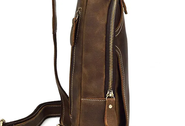 Cool Mens Leather Chest Bags Sling Bag Sling pack Shoulder sling bag For Men