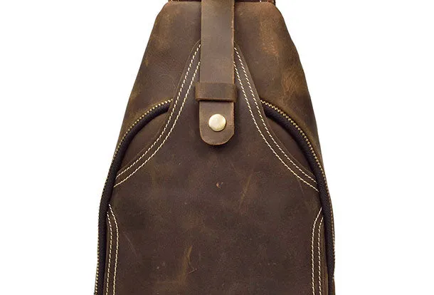 Cool Mens Leather Chest Bags Sling Bag Sling pack Shoulder sling bag For Men
