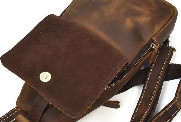Cool Mens Leather Chest Bags Sling Bag Sling pack Shoulder sling bag For Men