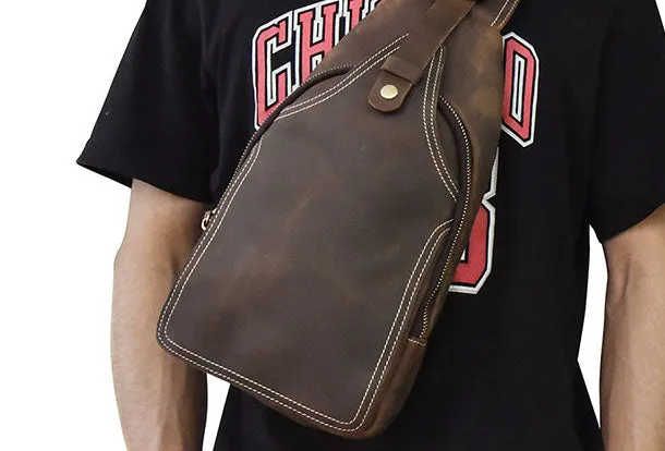 Cool Mens Leather Chest Bags Sling Bag Sling pack Shoulder sling bag For Men