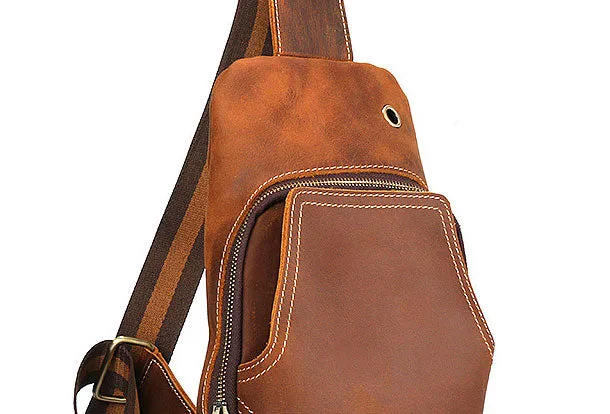 Cool Mens Leather Chest Bags Sling Bags Sling pack Shoulder sling bag For Men
