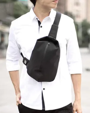 Cool OXFORD CLOTH PVC Black Men's Sling Bag One Shoulder Backpack For Men