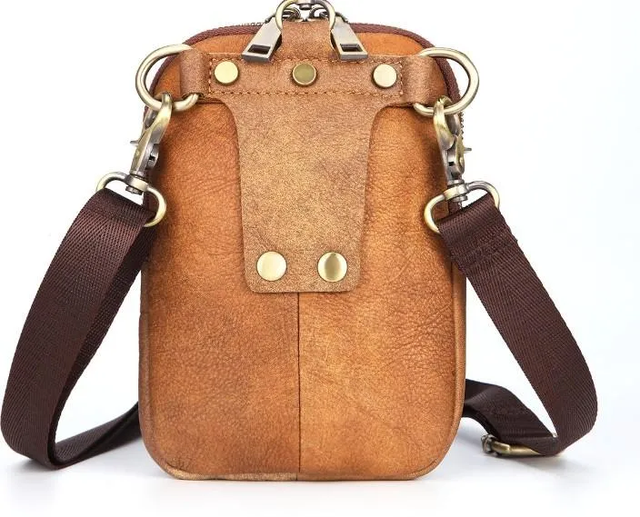 Cool Retro Mens Leather One Shoulder Backpack Chest Bag Sling Bags For Men