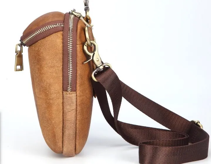 Cool Retro Mens Leather One Shoulder Backpack Chest Bag Sling Bags For Men