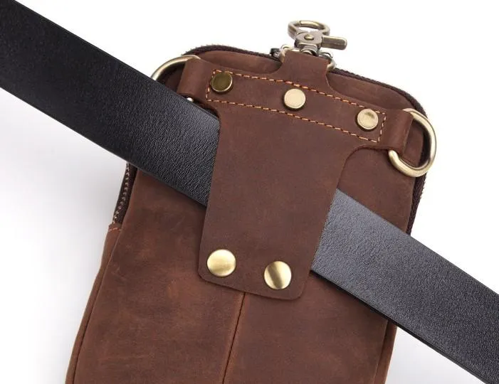 Cool Retro Mens Leather One Shoulder Backpack Chest Bag Sling Bags For Men
