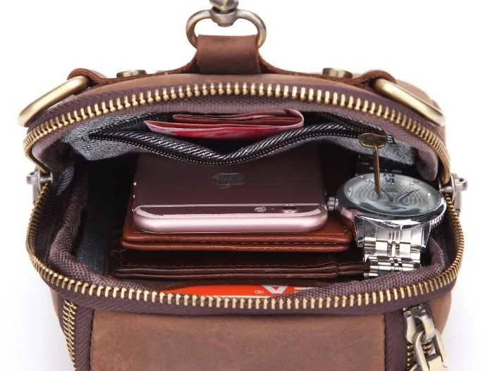 Cool Retro Mens Leather One Shoulder Backpack Chest Bag Sling Bags For Men