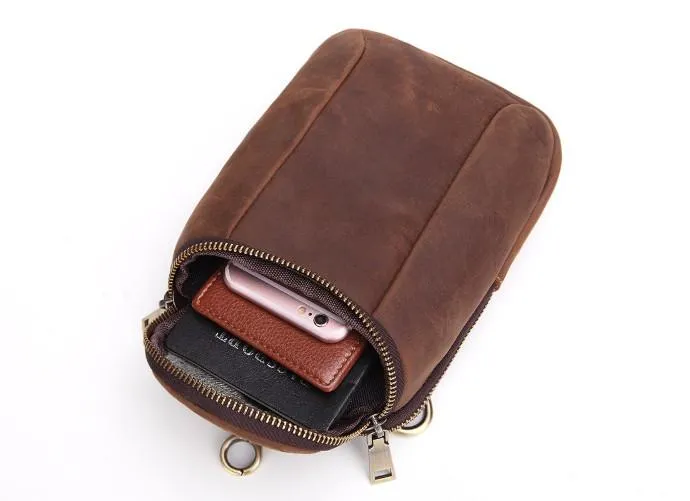 Cool Retro Mens Leather One Shoulder Backpack Chest Bag Sling Bags For Men