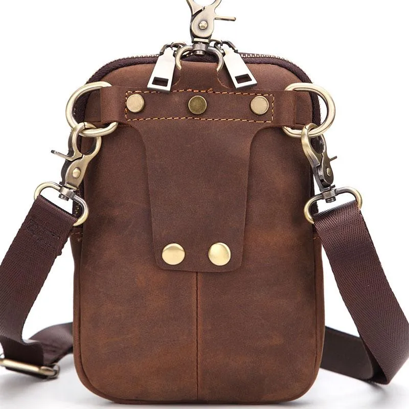 Cool Retro Mens Leather One Shoulder Backpack Chest Bag Sling Bags For Men