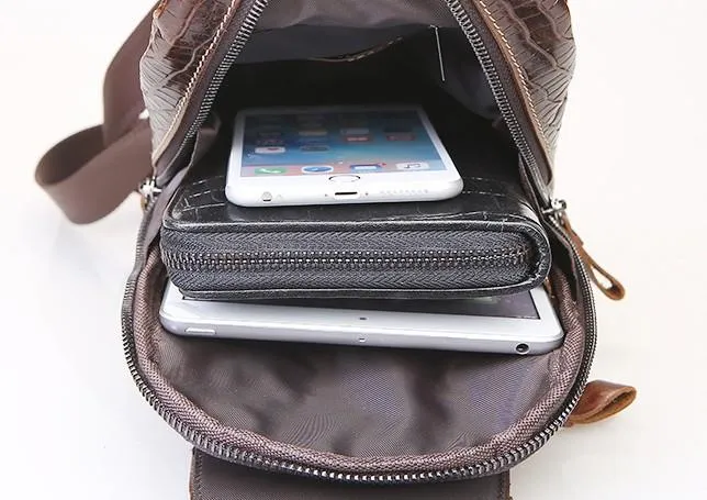 Cool Sling Bag Mens One Strap Backpack Leather Crossbody Backpack For Men